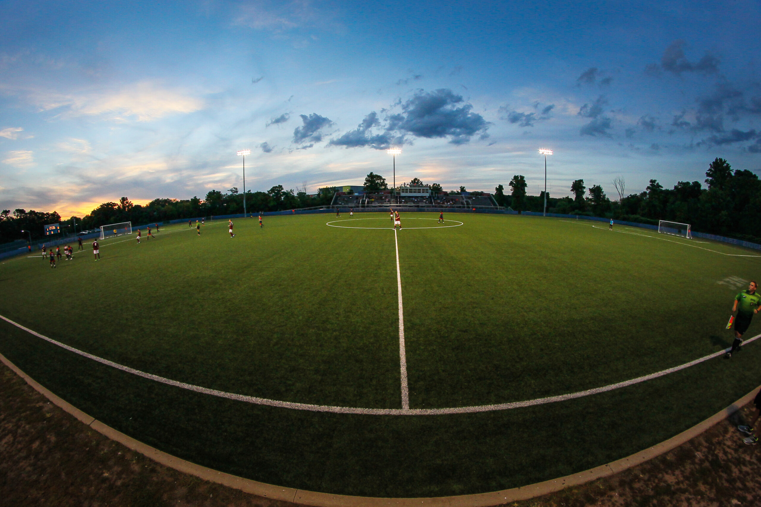 The Knights' soccer field at twilight.