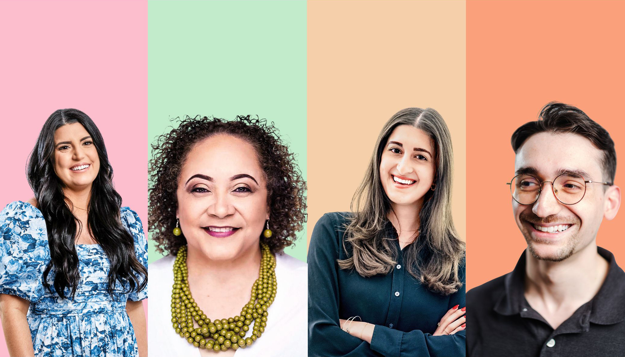 a collage of people smiling for the camera. they are all dressed professionally.