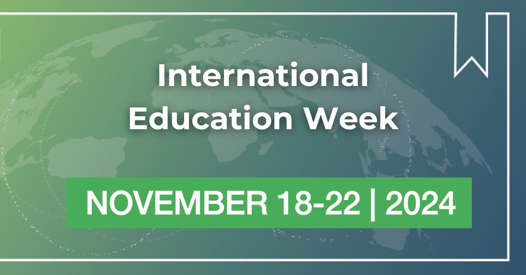 graphic depicting international education week. there is a globe image.