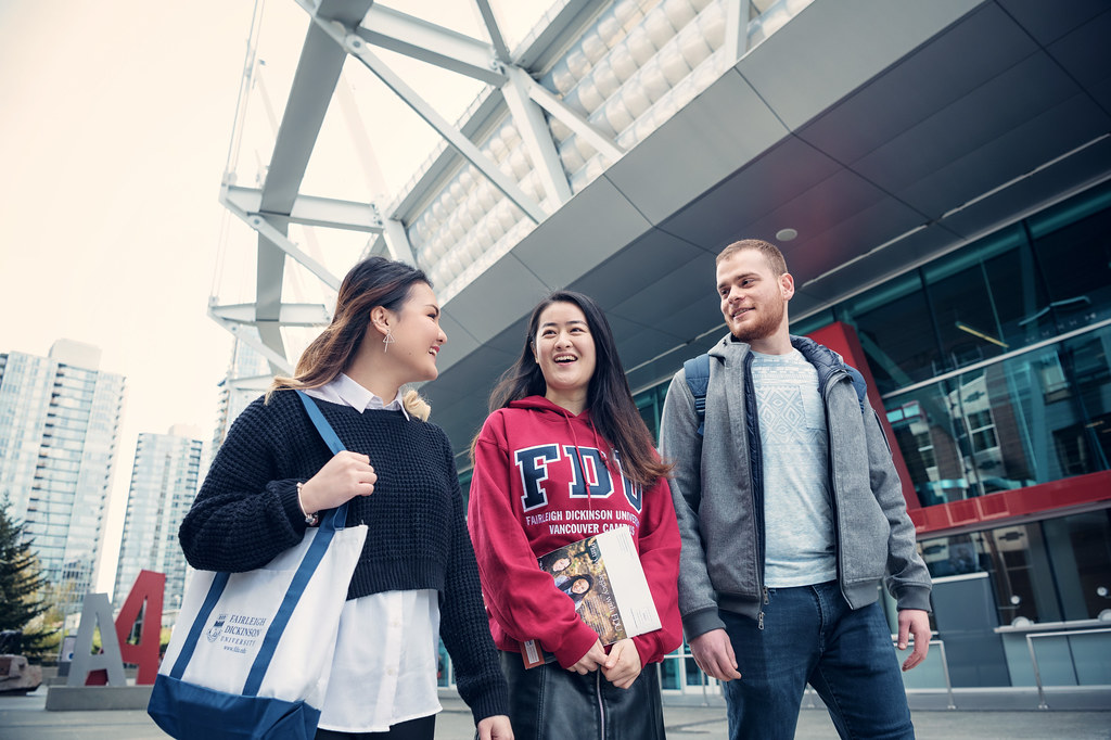 FDU Vancouver students walking around BC Place