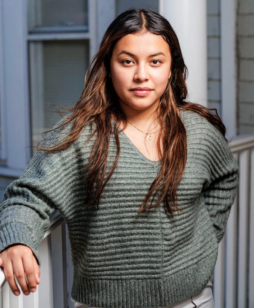 A student poses for a portrait outside Mrs. Wilson's Treatment Center for Women in Morristown, N.J.